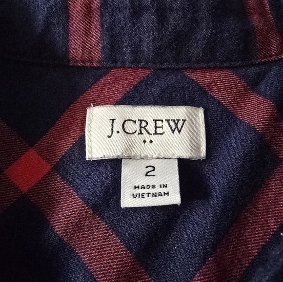 J. Crew Navy and Red Plaid Long Sleeve Dress - Picture 6 of 11